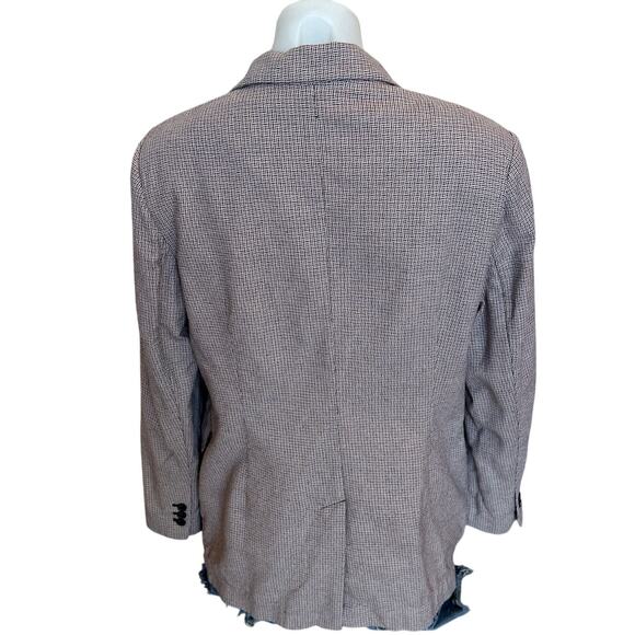 Current Elliott Beige Plaid Oversized Boxy Blazer SIZE 4 Preppy Designer $328 - Picture 7 of 9